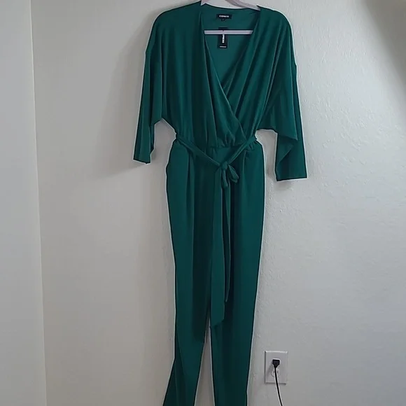 Express High Rise Green Jumpsuit Size XL/TG - Picture 5 of 9
